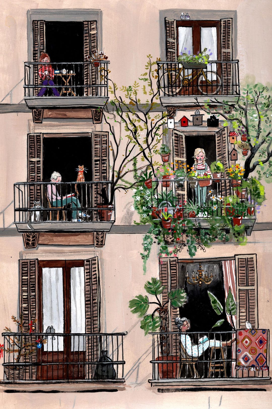 Balconies Postcard / Art Poster A4 Size Etsy UK