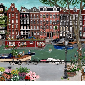 Postal de un día en Ámsterdam - Ilustración artística