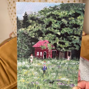 Waldhaus - große Postkarte / quadratische Klappgrußkarte