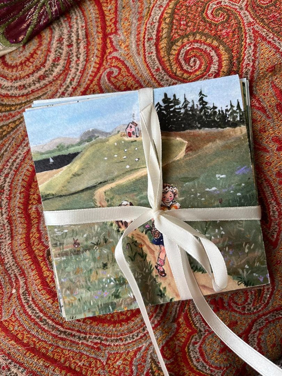 Small Card Set cottages Set of 10 Different Small Square Cards With ...
