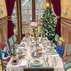 Le dîner de Noël - Carte de Noël - carte carrée pliée