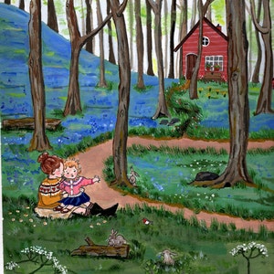 Primavera na floresta - cartão postal - Poster artístico A4 - impressão de parede