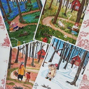 Four Seasons Art Poster Set - A4 Art Poster - illustration art -  gift idea -posters