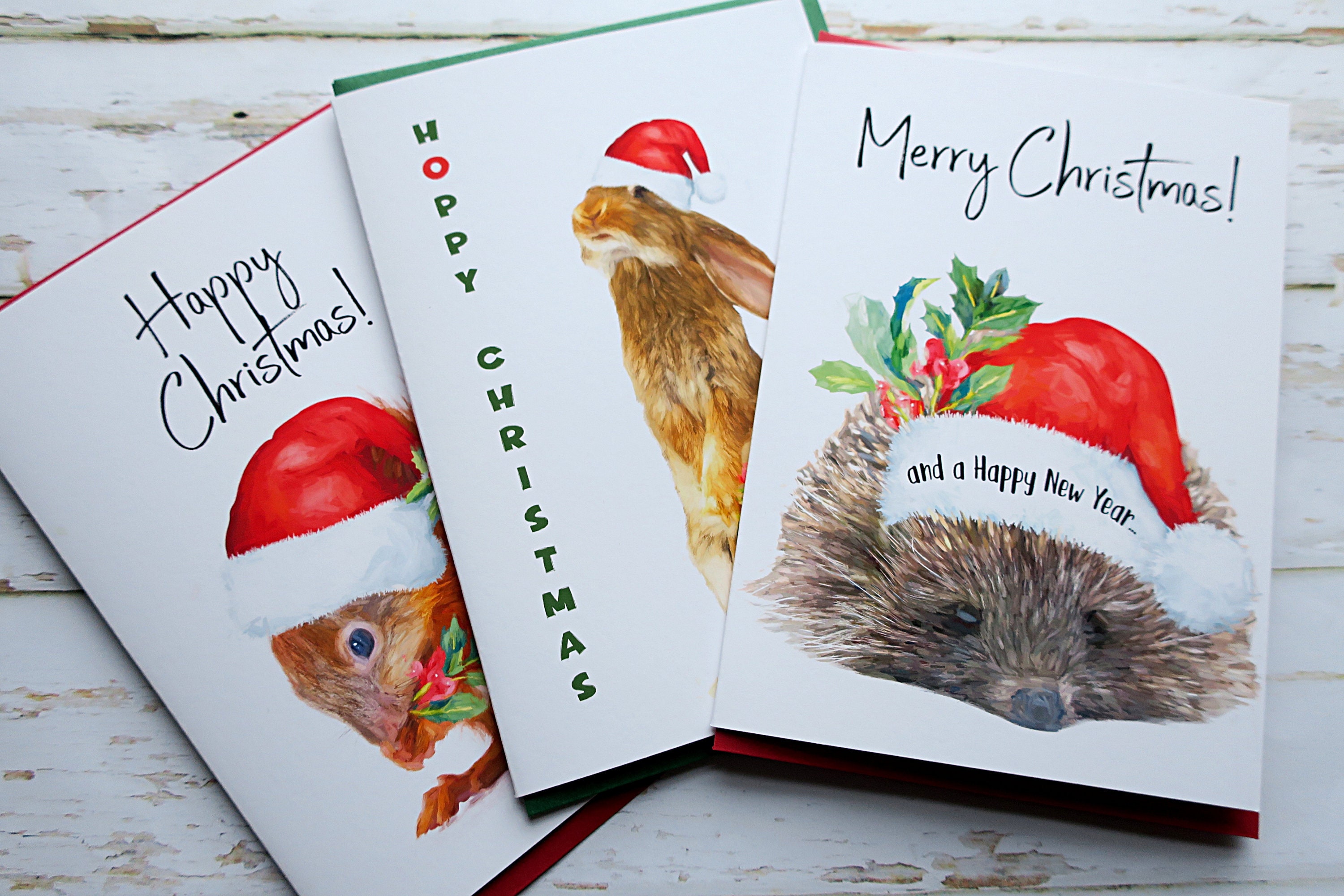 Animal Christmas Card Pack of Four Hedgehog Red Squirrel Etsy