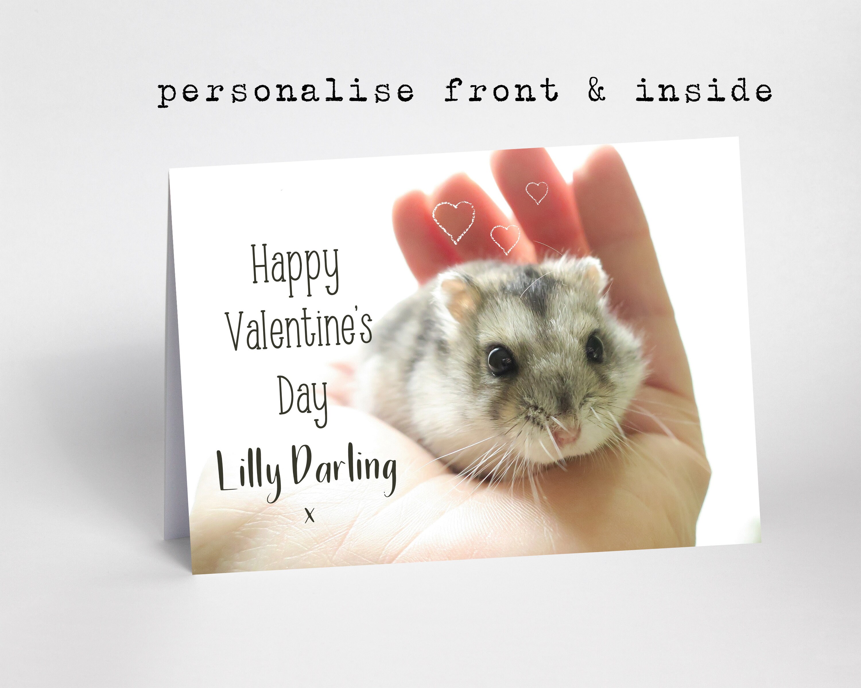 Personalised Hamster Card Valentine Hearts Birthday Thank Etsy Australia