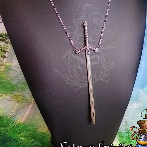 Chunky Long Ritual Altar Celtic Athame Dagger Symbol Silver Pendant Necklace Renaissance Victorian Pagan Wicca Witchy Thing Gothic Gift