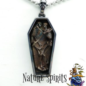 Dead Human Skeleton Skull Body Bones Forever in Coffin Pendant Victorian Gothic Necklace Wicca Pagan Gift Good Witchy Things Stainless Steel
