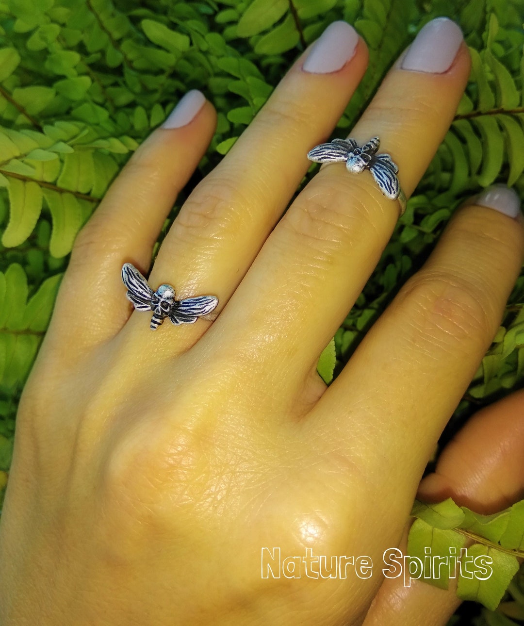 Hawk Moth Rings Silver Death Head Hawk Moth Adjustable Ring Gothic Occult - Etsy