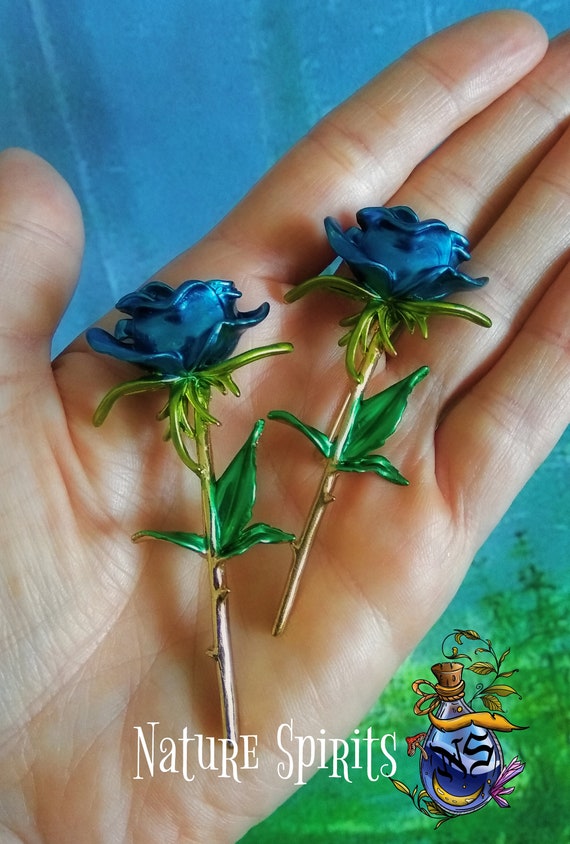 Blue rose brooch sale