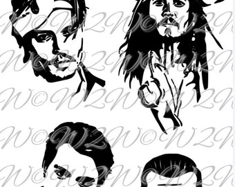 Johnny Depp Assorted Faces Bundle Digital Svg Png Jpg Design Cricut Profiles Silhouette