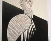 Vintage Cecil Dawson Heron Hand Painted West Coast Native Art Indian