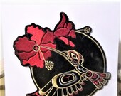 Large First Nations 39 Hummingbird 39 Embroidered Patch Pacific North West Coast Native Indigenous Art