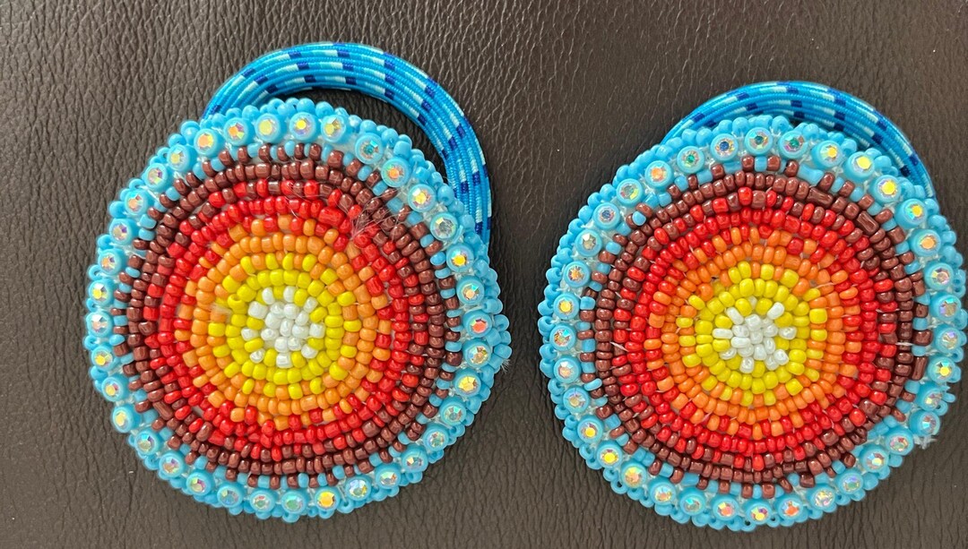 Cree First Nations Hand Beaded Light Blue 'sunburst' Hair Tie Great ...