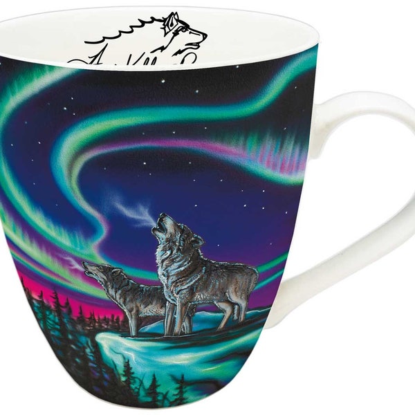 Mohawk First Nation 'Sky Dance - Wolf Song' Fine China Signature Mug 18oz Eastern Woodlands Native Indigenous Art