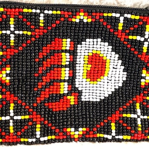 Anishinaabe Primera Nación Con Cuentas 'Pata de Oso' Monedero de Cambio de Moneda Bosques Orientales Arte Nativo Indígena