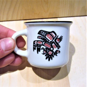 Tsimshian First Nation ''Running Raven'' Ceramic Espresso / Whiskey Mug 3 oz Native Indigenous Art