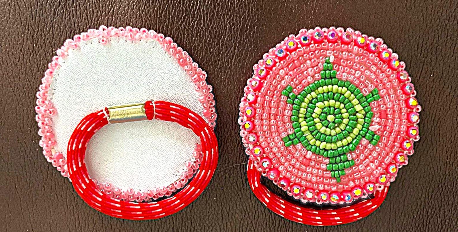 Cree Rul Cree First Nations Hand Beaded 'pink Turtle' Hair Tie Great Plains ...