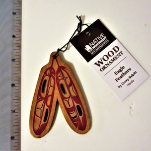 Haida First Nation 'Eagle Feathers' Wood Ornament Pacific North West Coast Native Indigenous Art