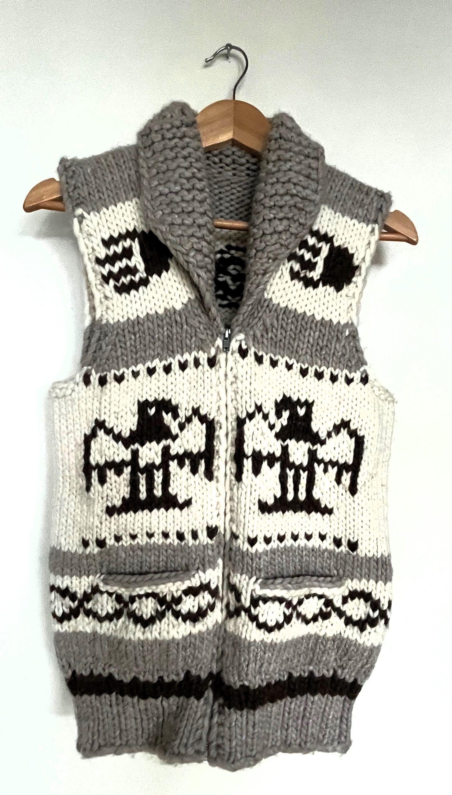 トップス  Kanata Handknitted Cowichan Eagle VINTAGE Hand Knit Cowichan Eagle Aztec Style Cardigan Kanata