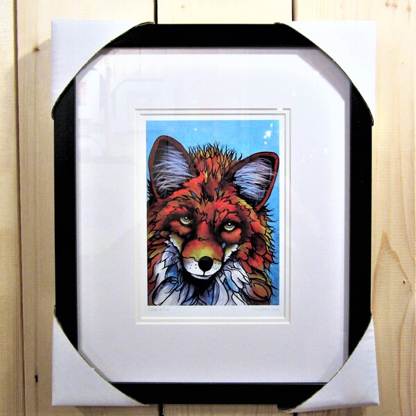 Western Shoshone First Nation 'What a Fox' Contemporary Great Basin Native Indigenous Art Framed Picture