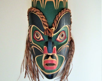 Nuu Chah Nulth First Nation (Kumigwa) 'Chief of the Under Sea's' Cedar Mask Carving Pacific North West Coast Native Indigenous Art