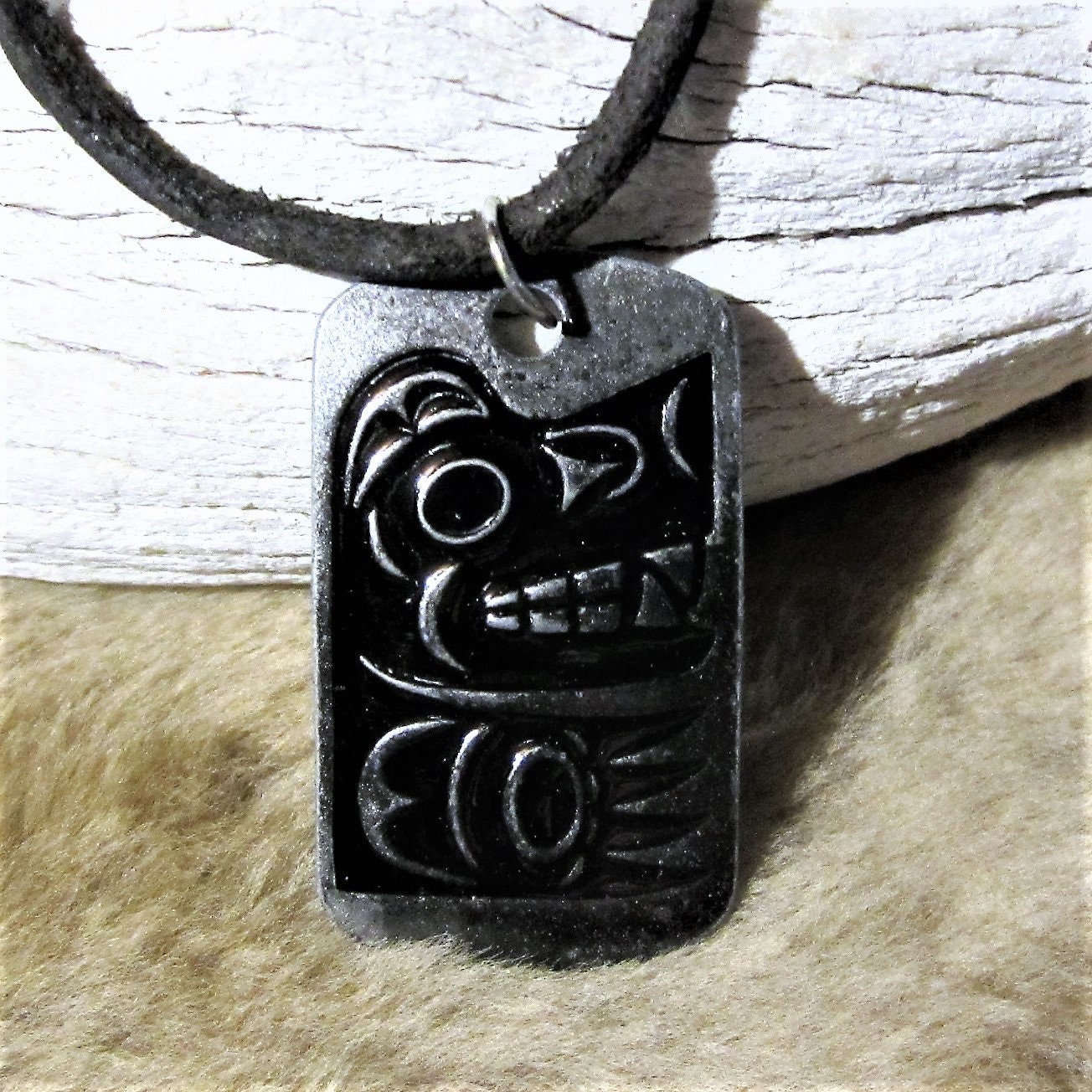 Kwakiutl Salish First Nation 'Grizzly' Pewter Pendant Necklace Pacific North West Coast Native Indigenous Art Jewelry