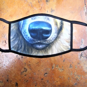 Patrick LaMontagne ''Smiling Wolf'' Novelty Face Shield Cover Contemporary Whimsical Animal Art Size Adult