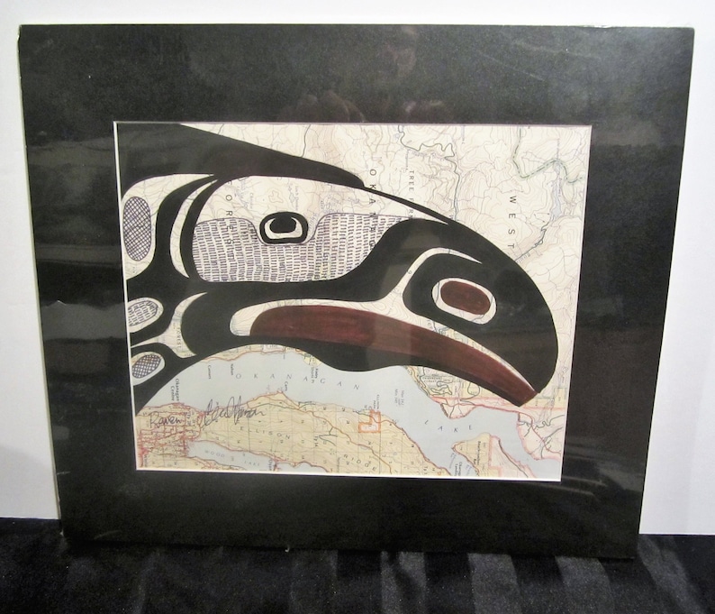 Vintage Cecil Dawson Raven Hand Painted West Coast Native Art Indian