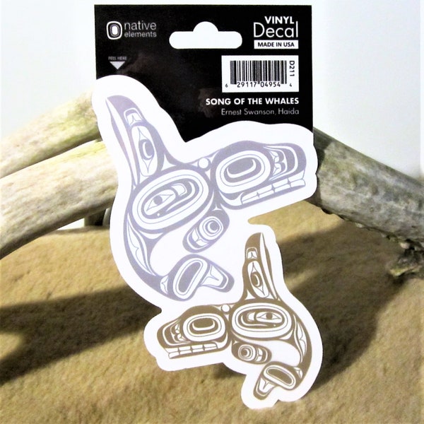 Haida First Nation 'Song of the Whales' Vinyl Sticker Decal Pacific North West Coast Native Indigenous Art