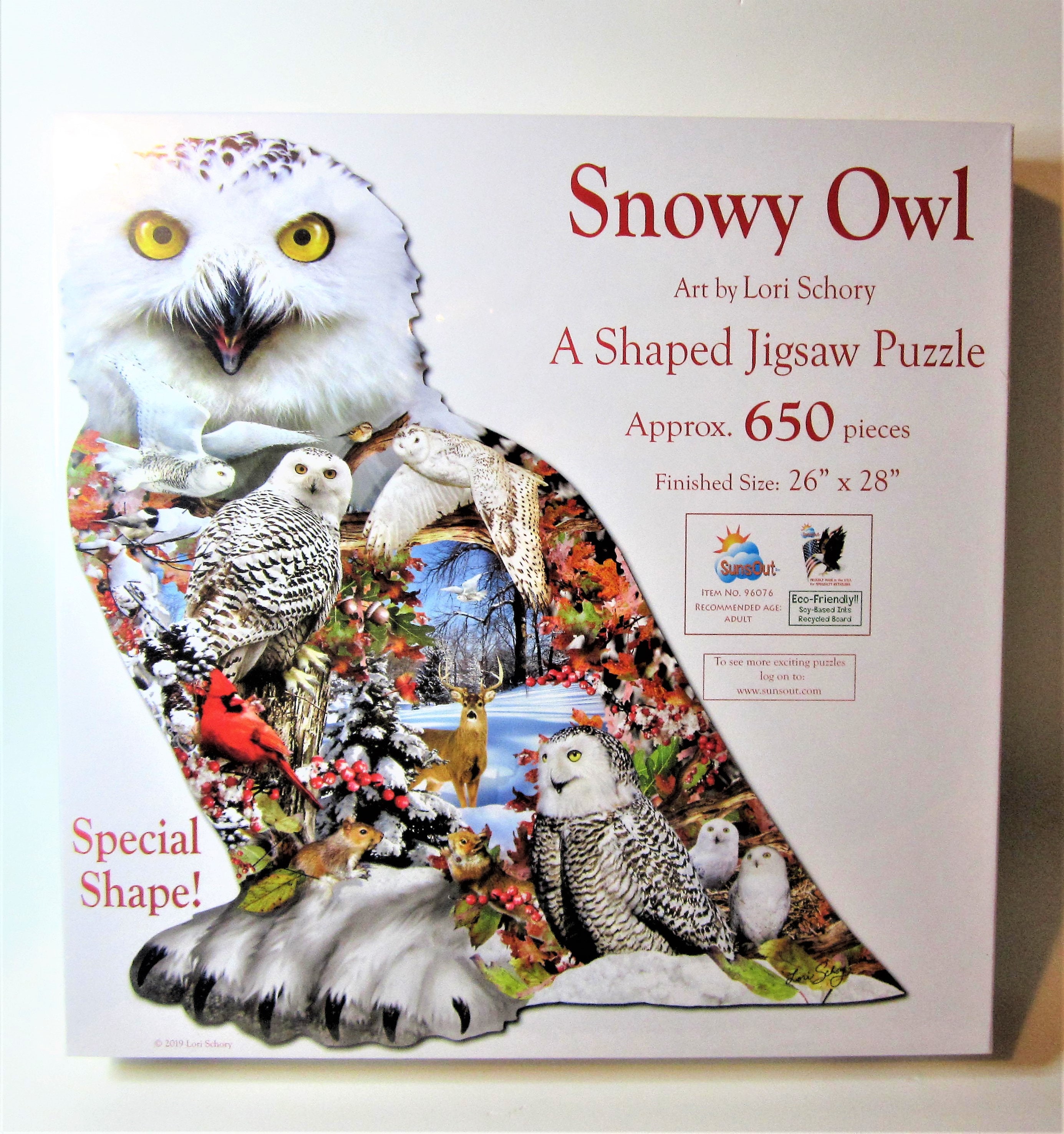 Call of the Wild 'Snowy Owl' 650 Piece Shaped Puzzle Art 26'' x 28''