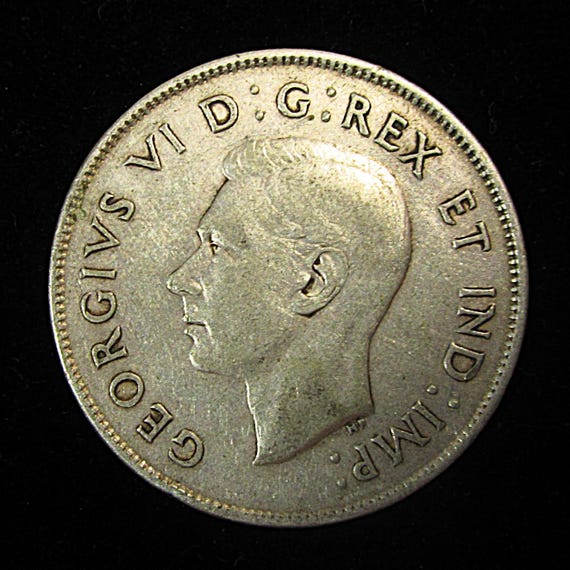 Vintage 1946 King George VI Canada 50 Cent Half Dollar .800 Silver