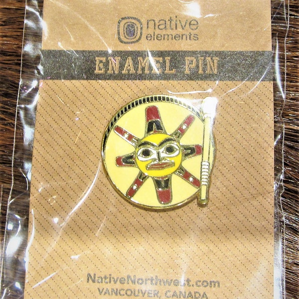 Haida First Nations 'Sun Drum' Enamel Pin Brooch Pacific North West Native Indigenous Art