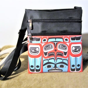 Coast Salish First Nation 'Eagle & Bear' Crossbody Purse Pacific North West Coast Native Indigenous Art