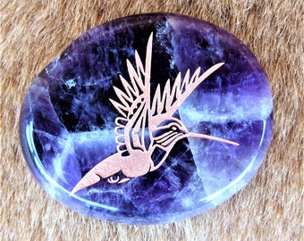 Gitxsan First Nation Amethyst 'Hummingbird' Spirit Stone Pocket Charm Pacific North West Coast Native Indigenous Art