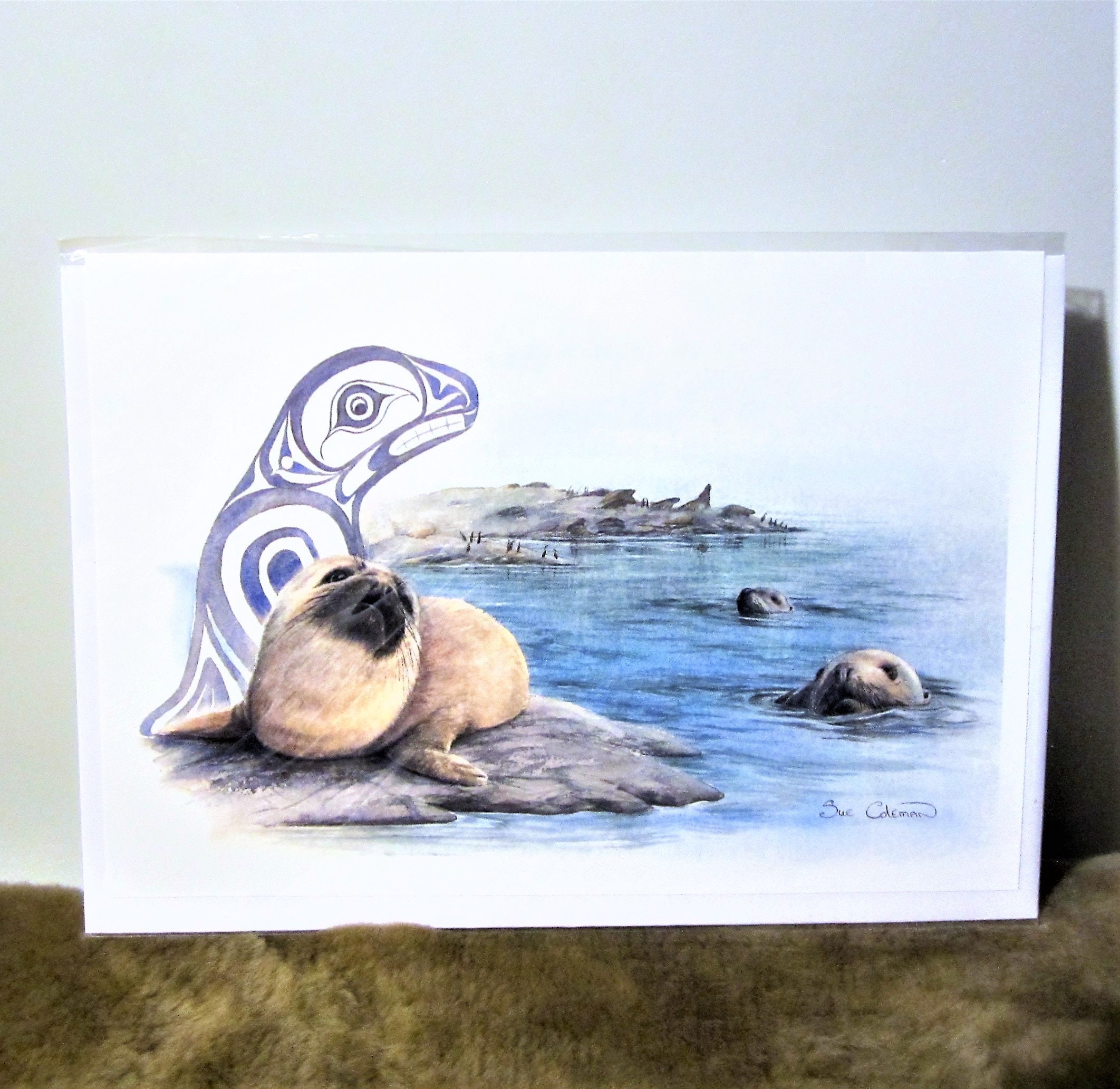 太平洋岸北西部「アシカ」ブリティッシュコロンビア州カナダアートポストカード 6 x 9インチ - Etsy 日本, image size:2124x2065