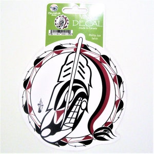 Salish First Nation 'Wolf Feather' Vinyl Sticker Decal Pacific North West Coast Native Indigenous Art