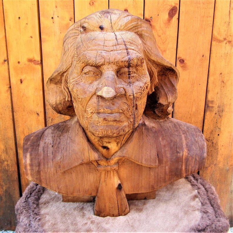 Dmitry Klimenko ''chief Dan George'' Cedar Bust Carving Pacific North ...