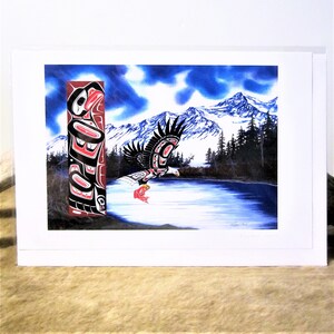 Northern Tuchone Yukon First Nations &#39;&#39;Blue Eagle&#39;&#39; Native Indigenous Art Post Card & Envelope 6&#39;&#39;x9&#39;&#39;