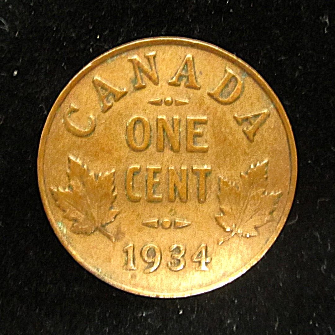 Canada 1 Cent 1934 George V Canadian Penny Coin Small Cent - Etsy