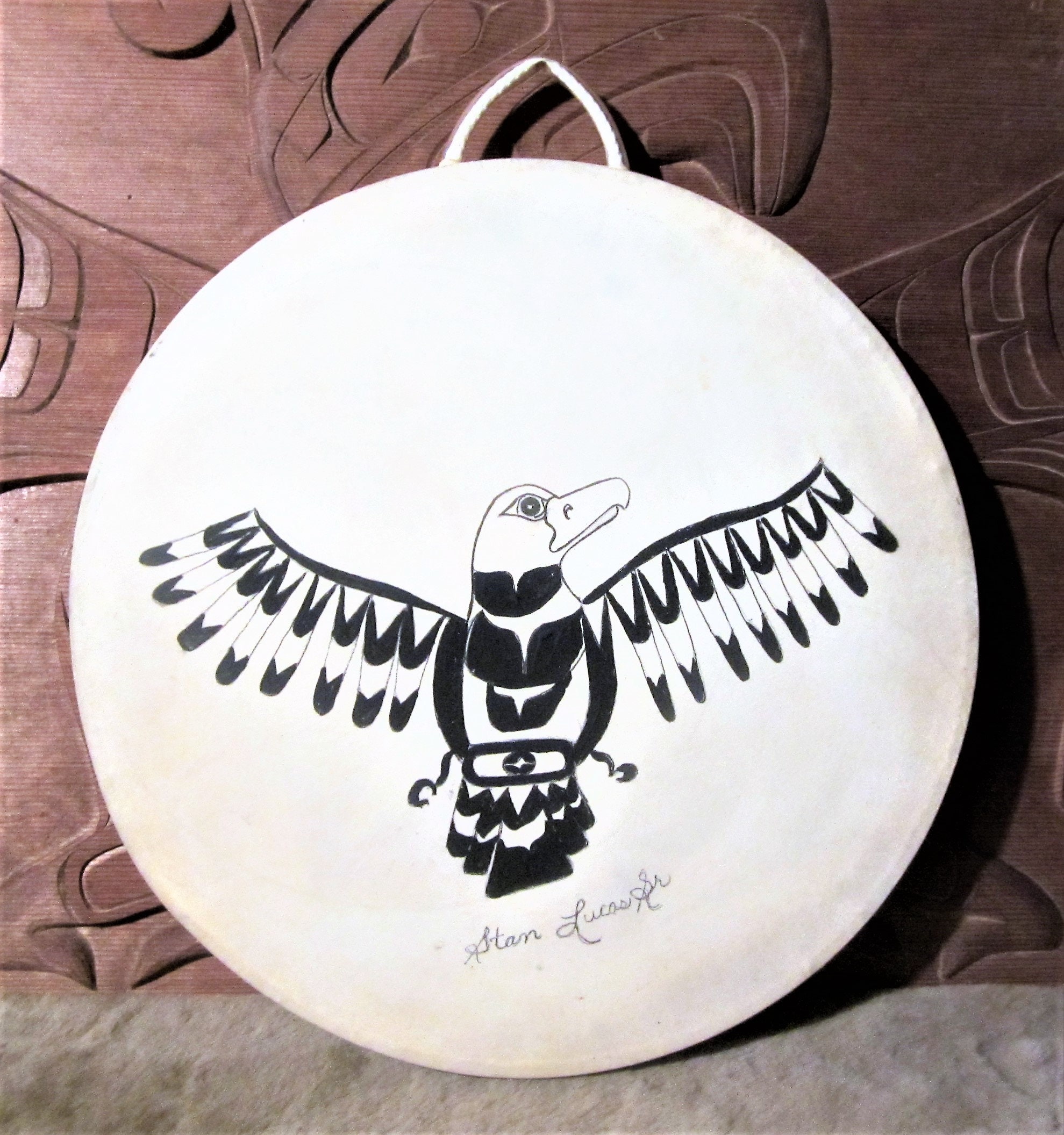 Nuu Chah Nulth First Nation ''thunderbird'' Elk Hide Potlatch Rattle ...