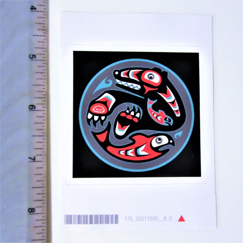 First Nations Sticker First Nations ''bear & Salmon'' Sticker Decal - Etsy