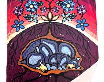 Ojibway Lac Seul First Nations 'Sleeping Bears' Cozy Premium Fleece Blanket Great Plains Sub Arctic Native Indigenous Fashion Art Gift