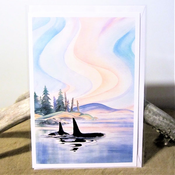 Pacific North West Coast First Nations ''Whale Song'' British Columbia Canada Art Post Card 6 x 9 inch