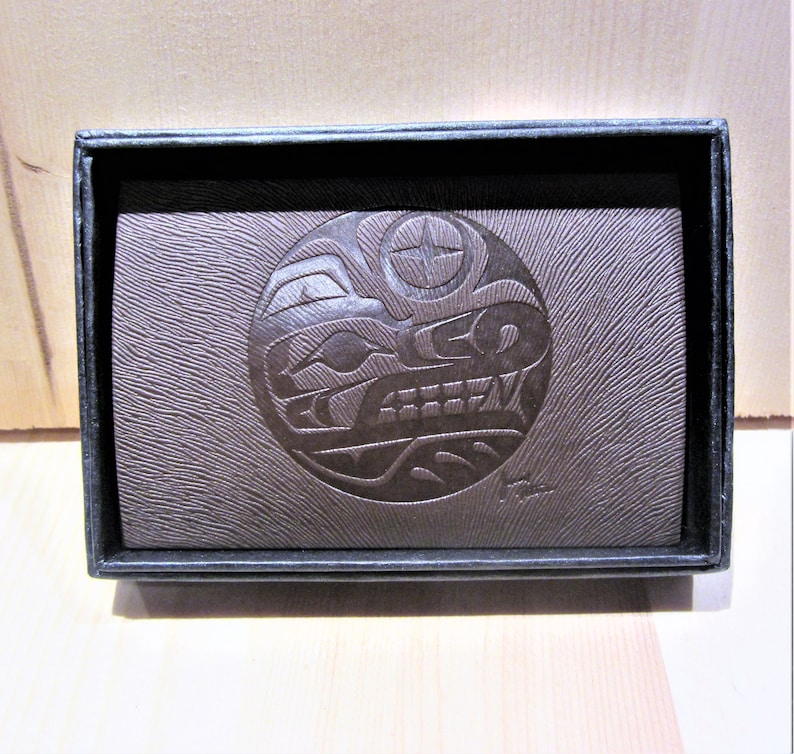 Salish First Nation /'/'Wolf/'/' Business Card Holder Native Indigenous Art