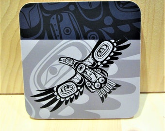Haida First Nation "Soaring Eagle" Cork Backed Coaster Native Indigenous Art