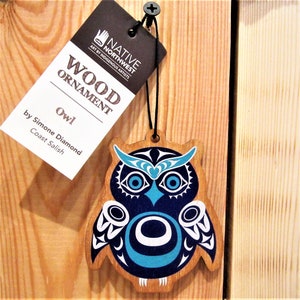 Coast Salish First Nation 'Owl' Wood Ornament Pacific North West Native Indigenous Art