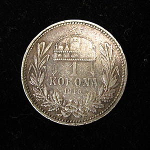 1915 1 Korona Kingdom Of Hungary Emperor Franz Joseph I Silver Coin