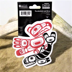 Haida First Nation 'Thunderbird & Orca' Vinyl Sticker Decal Pacific North West Coast Native Indigenous Art