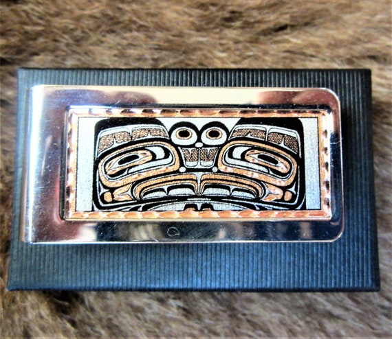 Copper Bears Silver Plate Money Clip First Nation Native Indian Art Jewelry