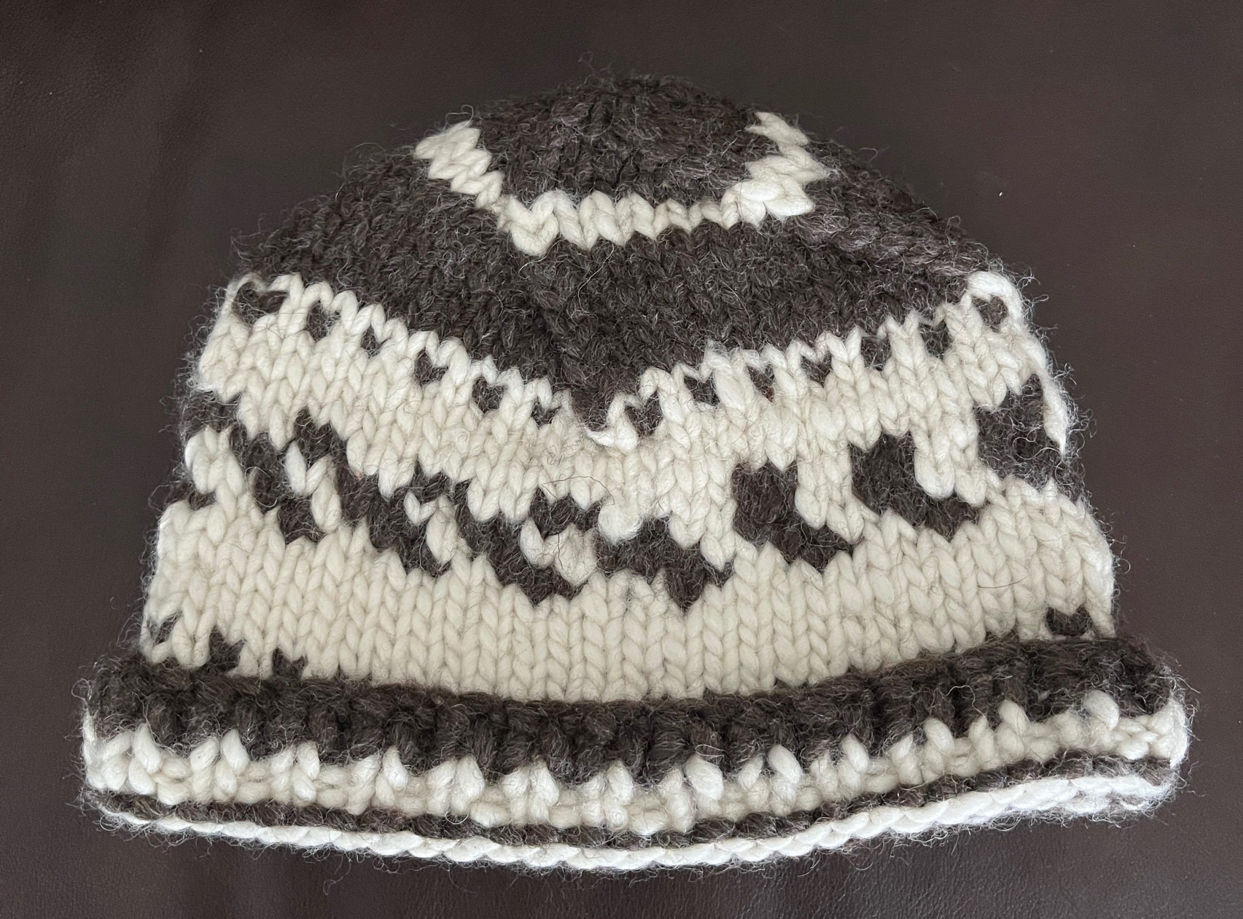 Handmade coast Salish, authentic Cowichan hat toque 100% Wool Cowichan Knit Toque | Cheryl main image 2